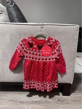 Little sleepies Holliday Disney knit dress 6-12 months